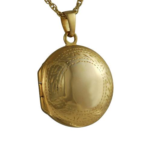 Etched Round Locket Keepsake Jewelry IV